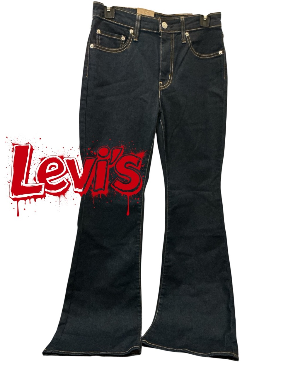 Levi's Black Flare Jeans with Contrast Stitching